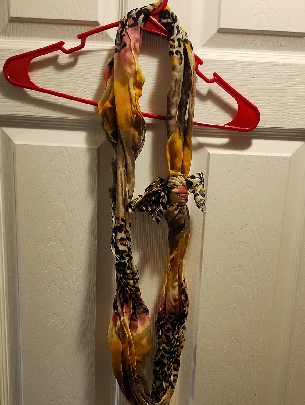 Multicolor Leopard Print Infinity Scarf - Yellow, Pink & Brown